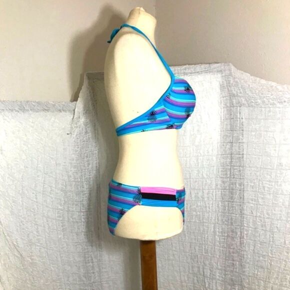 Bongo Blue Pinnaple Print Bikini Size M/L - Picture 3 of 9